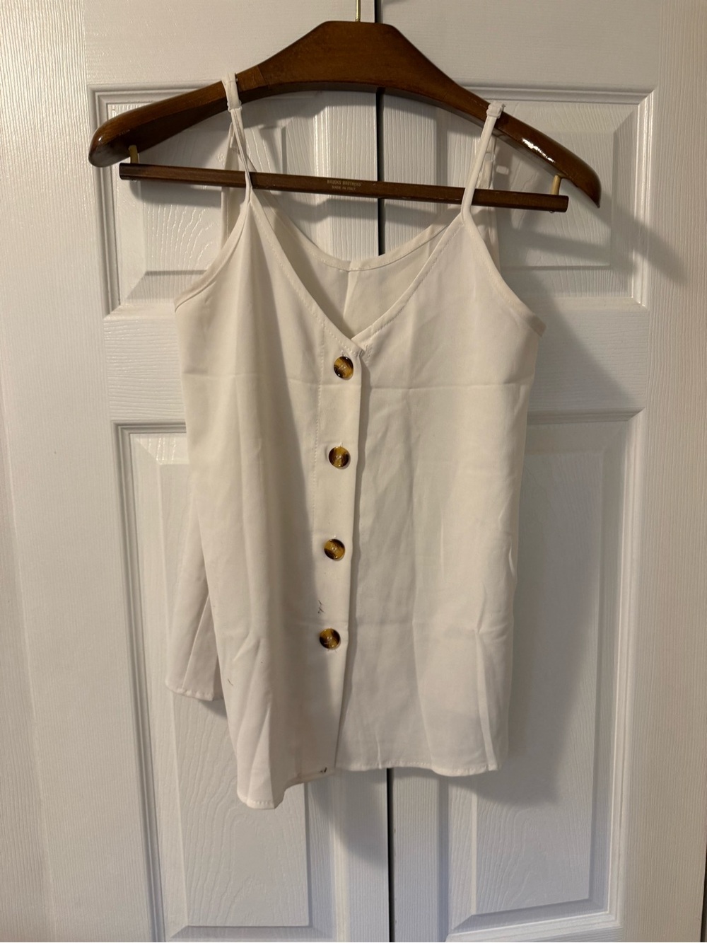 White Button-Front Camisole Tank Top